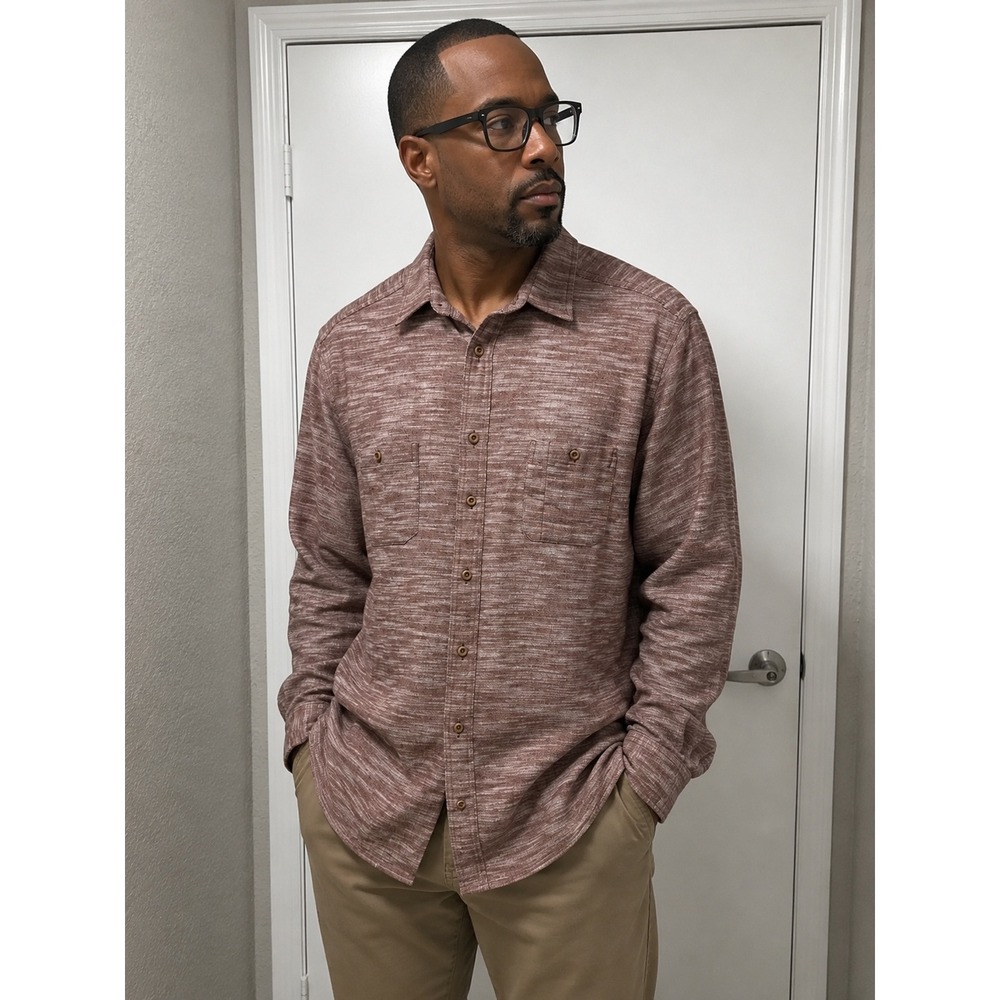 Solaris Tall Man XLT Button Down Shirt‎ Burgundy White Space Dye Long Sleeve NEW